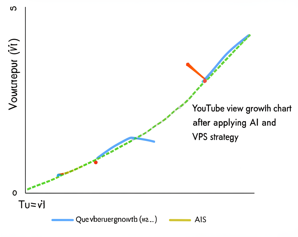 Biểu đồ tăng trưởng lượt xem YouTube sau khi áp dụng chiến lược AI và VPS