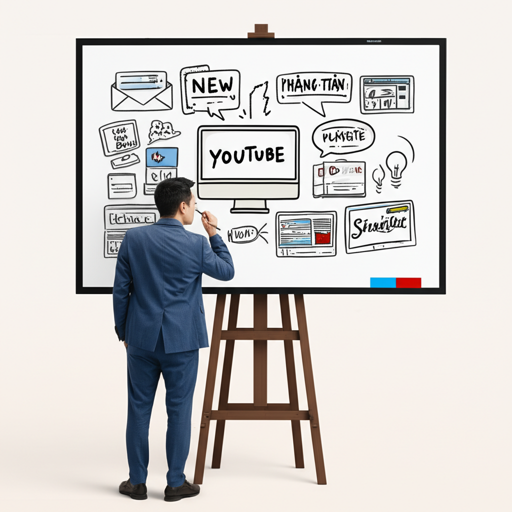 Content creator brainstorming ideas for YouTube Shorts on a whiteboard