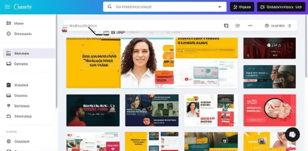 Giao diện Canva với các mẫu thumbnail YouTube 