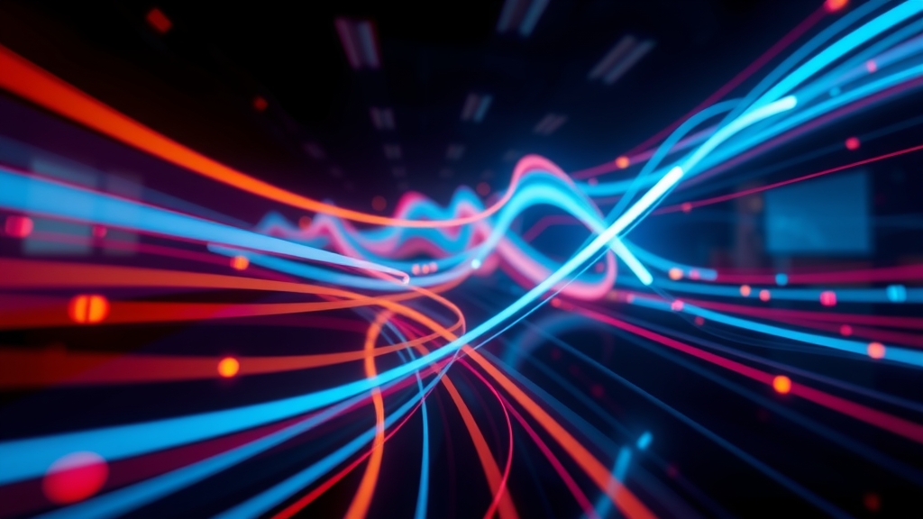 Dòng chảy dữ liệu trừu tượng rực rỡ tượng trưng cho quy trình tự động hóa 